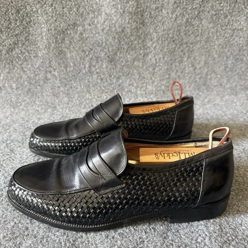 Bally Men's Garrore Black Woven Leather Slip-On Loafer Dress Shoes Round Toe 42